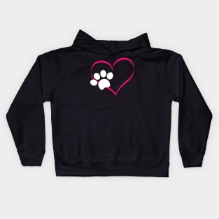 Cute Dog And Cat product With I Love Dogs Paw Print And Heart Kids Hoodie